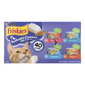 Purina  Pate Wet Cat Food, Soft Seafood & Chicken Variety Pack, 5.5 Oz Cans (40 Pack)