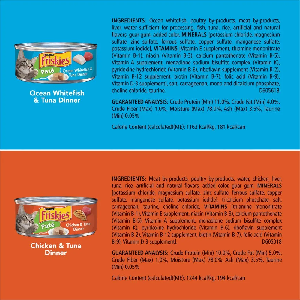Purina  Pate Wet Cat Food, Soft Seafood & Chicken Variety Pack, 5.5 Oz Cans (40 Pack)