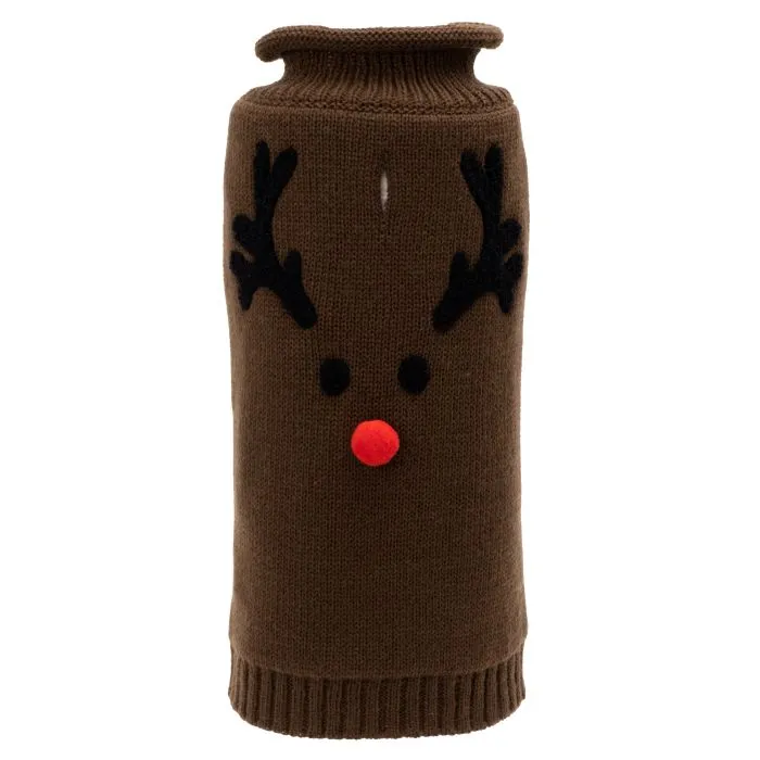 Reindeer Face Turtleneck Dog Sweater