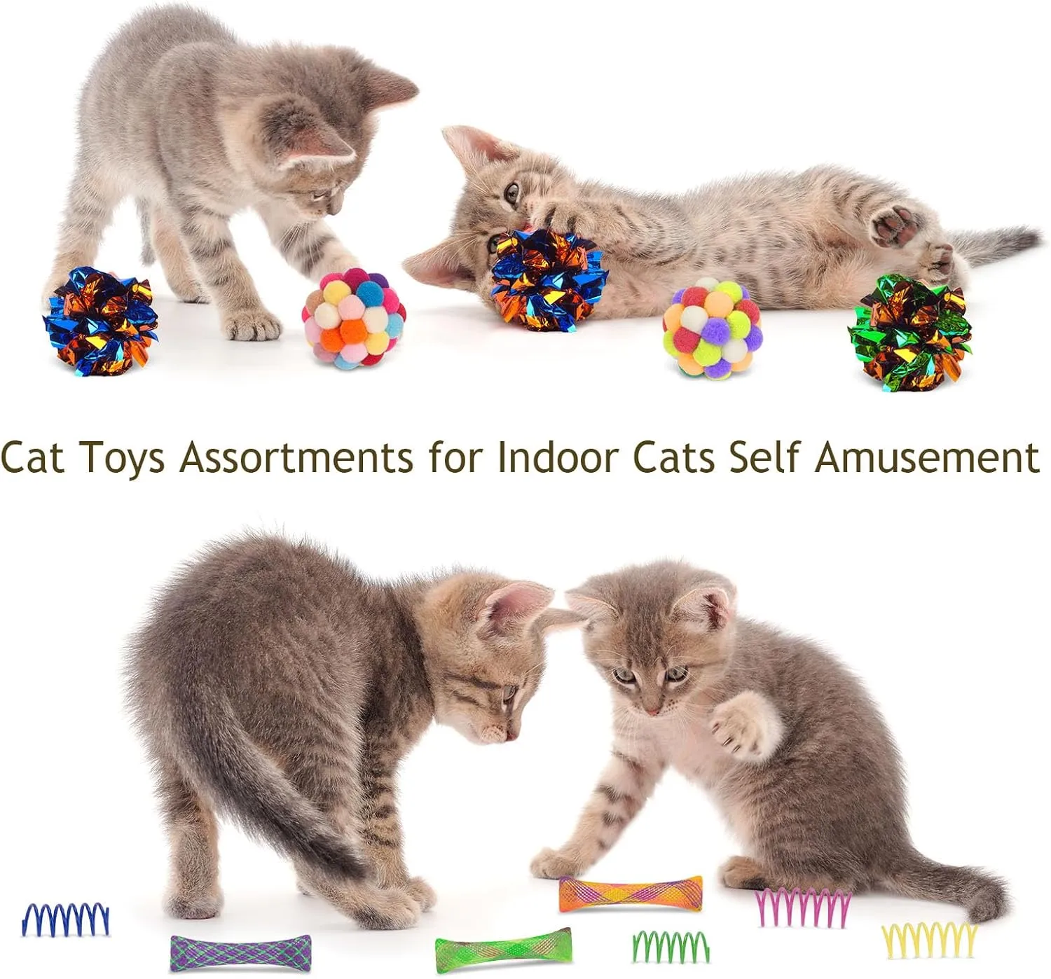Retro Shaw Cat Tunnel with Toys Set, Interactive Kitten Toy for Indoor Cats Kitty,Kitten Tube Tent Feather Wand Teaser Bell Fuzzy Ball Springs Mouse (25 Pcs Extra Large cat Tunnel Toys Set)