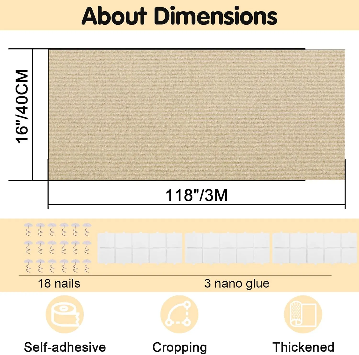 Self-Adhesive Cat Scratching Mat - Durable Couch Protector for Furniture, No Residue, Customizable, Safe for Cats, Easy Installation, Protects Sofas and Chairs
