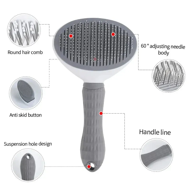 Self-Cleaning Pet Hair Removal Comb - Cat Slicker Brush & Dog Grooming Tool for Effortless Fur Removal