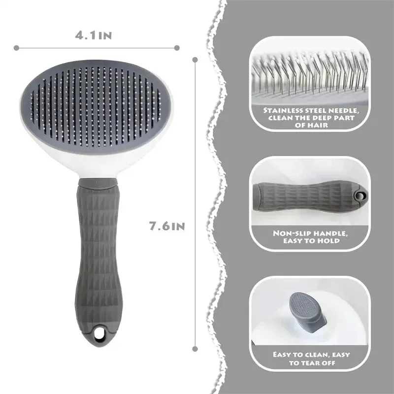 Self-Cleaning Pet Hair Removal Comb - Cat Slicker Brush & Dog Grooming Tool for Effortless Fur Removal