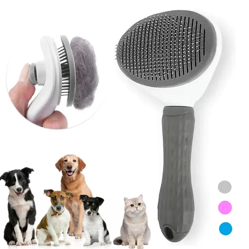 Self-Cleaning Pet Hair Removal Comb - Cat Slicker Brush & Dog Grooming Tool for Effortless Fur Removal