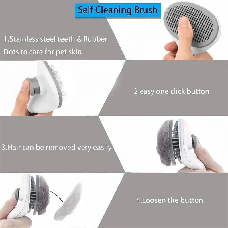 Self-Cleaning Pet Hair Removal Comb - Cat Slicker Brush & Dog Grooming Tool for Effortless Fur Removal