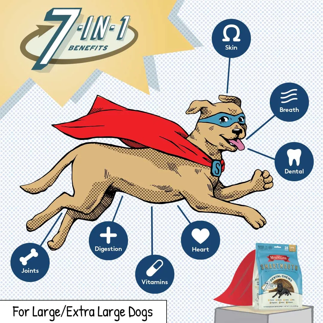 Smartmouth 7-in-1 Dental Chews for Dogs, L/XL, 28 ct