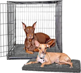 Soggy Doggy Crate Mate Dog Bed | Gray | Medium (20 x 30) | Microfiber Chenille Mat, Travel Bed for Dog | Ultra-Absorbent Kennel Plush Pad