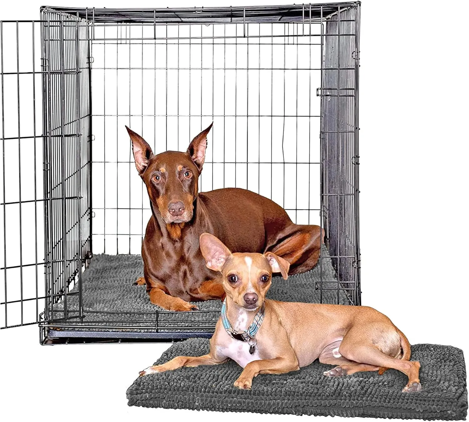 Soggy Doggy Crate Mate Dog Bed | Gray | Medium (20 x 30) | Microfiber Chenille Mat, Travel Bed for Dog | Ultra-Absorbent Kennel Plush Pad