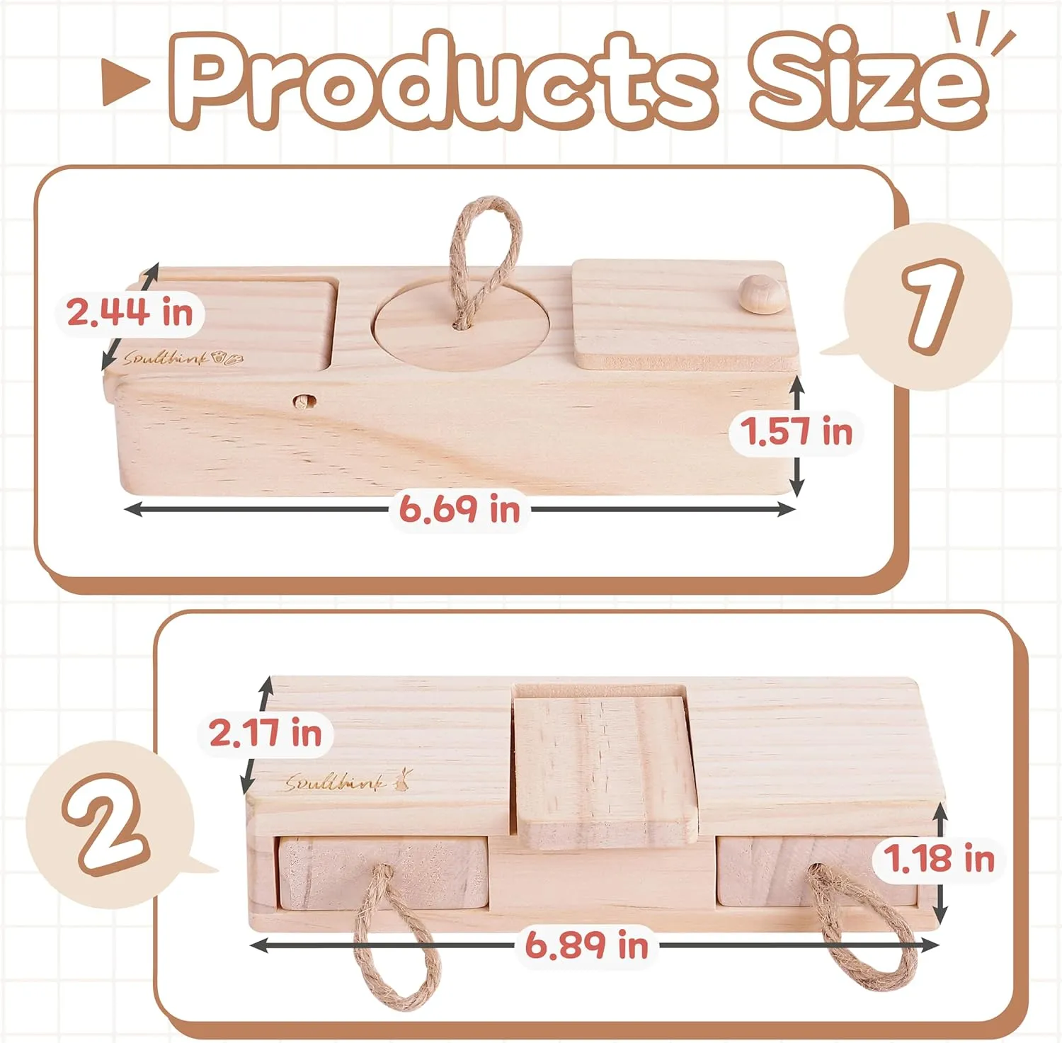 SoulThink Interactive Wooden Pet Rabbit Toys - Sniff n' Snack Bunny Chew Toys for Rabbit Treats, Suited as Guinea Pig Toys, Hamster Toys for Boredom, Bunny Toys for Rabbits Keep Busy (2 Sets)