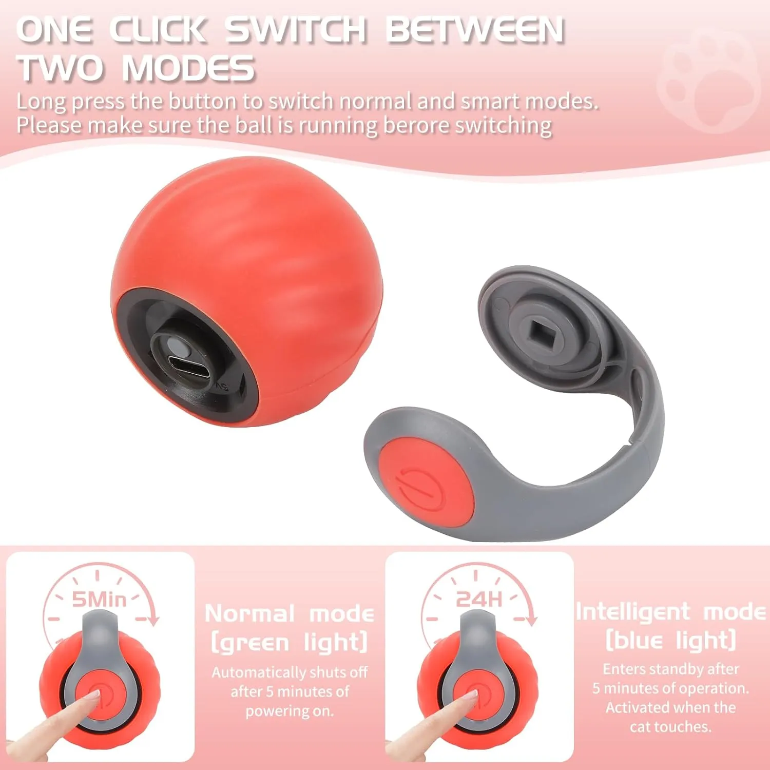 Speed Moving Tail 2.0 3.0 Interactive Cat Toy Ball for Bored Indoor Moving Cat Toy Smart Ball Rechargeable Automatic Mouse Chasing Toy Two Speed Adjustment (Orange)