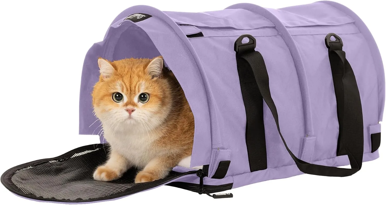 SturdiBag Pro 3.0 Pet Travel Carrier for Cats and Dogs  Soft-Sided with Safety Clips and Seatbelt Straps for Airplane or Car Travel | Large, Lavender