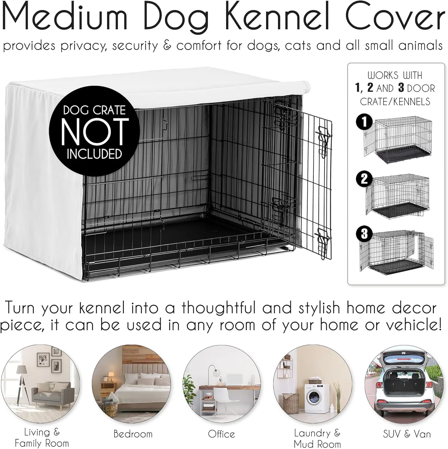 Sweet Jojo Designs 36in. Medium Dog Crate Cover (Boho Chic Sun) Pet Cage, Kennel Covers (Bohemian, Farmhouse, Southwestern, Elegant, Modern, Minimalist, Macrame, Tuft, Trim, Solid Ivory Cotton Fringe)