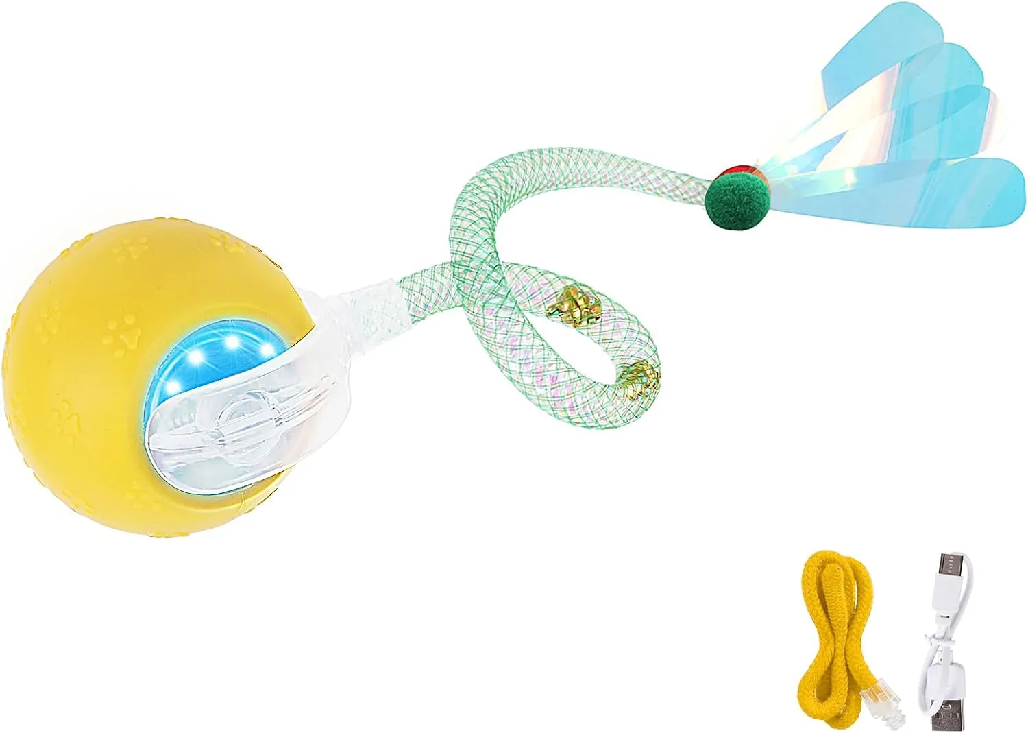 Upgraded Interactive Cat Toy, cat Toys for Indoor Cats, Automatic Kitten Ball with Mesh Elastic Tail, Moving Cat Toy for Bored Indoor Adult Cats, Motion Activated
