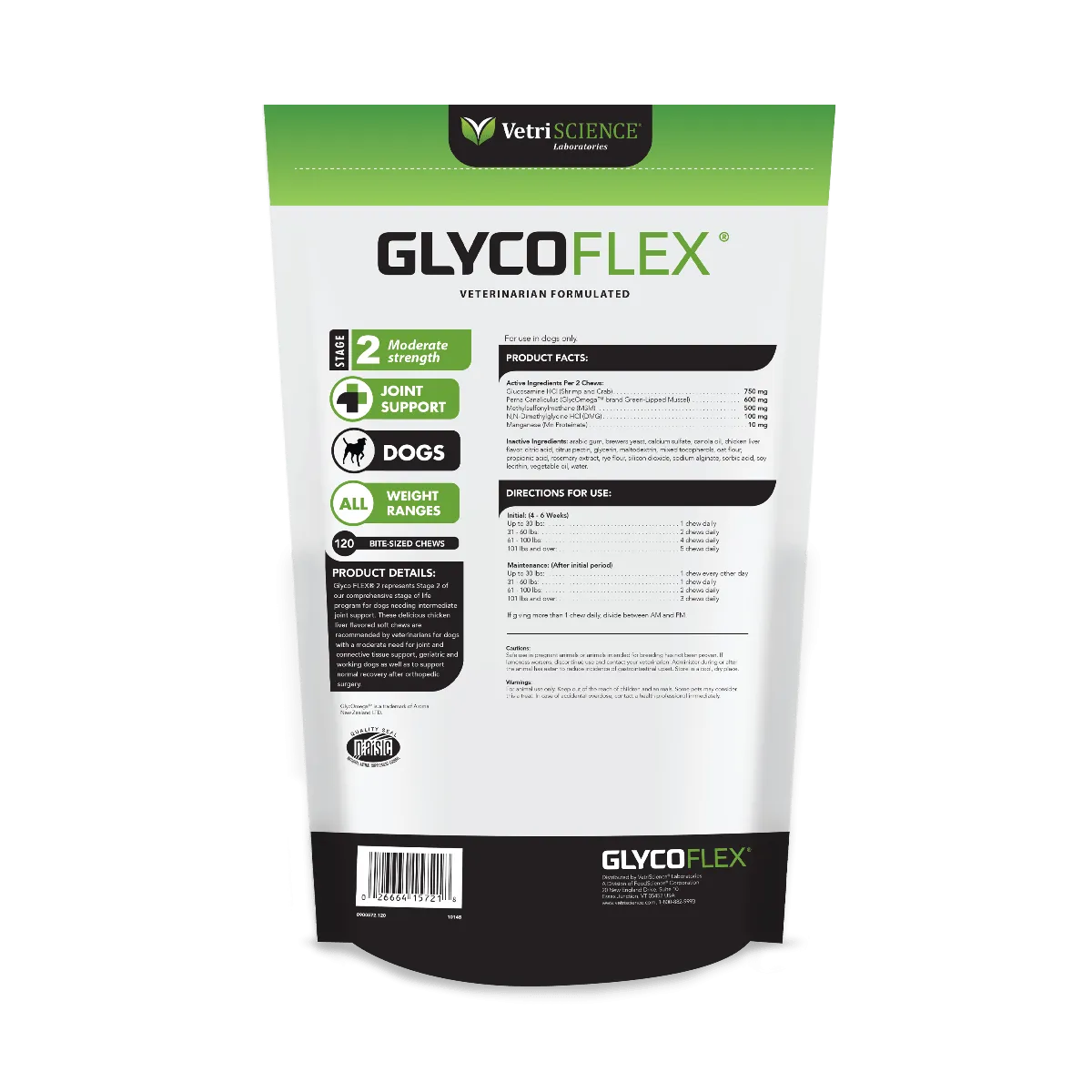 VetriScience GlycoFlex 2 Joint Supplement for Dogs (120 soft chews)
