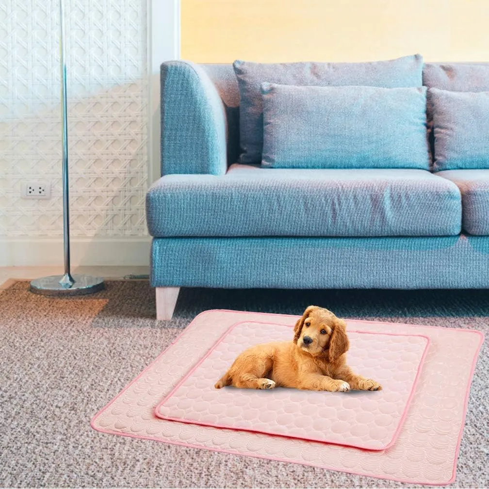 Washable Dog Cooling Mat Ice Silk Pet Self Cooling Pad Blanket for Indoor & Outdoor Car Seats