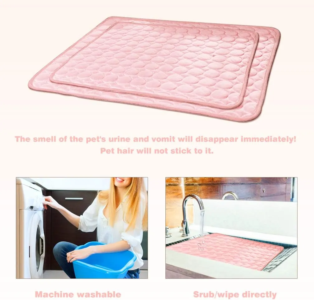 Washable Dog Cooling Mat Ice Silk Pet Self Cooling Pad Blanket for Indoor & Outdoor Car Seats