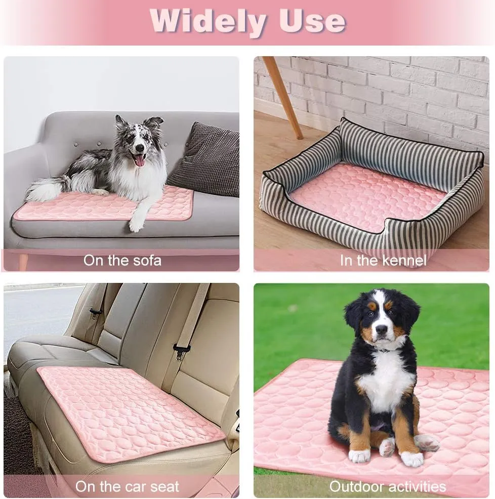 Washable Dog Cooling Mat Ice Silk Pet Self Cooling Pad Blanket for Indoor & Outdoor Car Seats