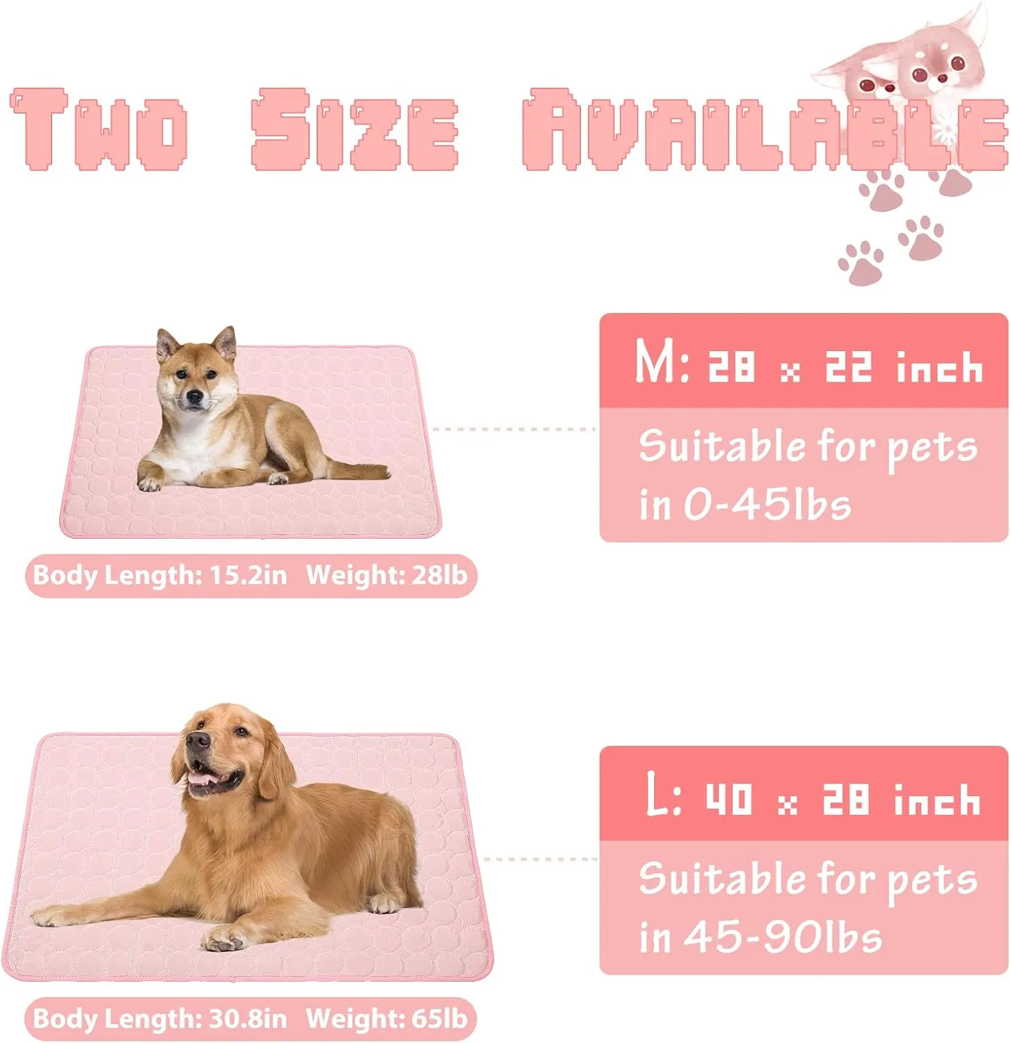 Washable Dog Cooling Mat Ice Silk Pet Self Cooling Pad Blanket for Indoor & Outdoor Car Seats