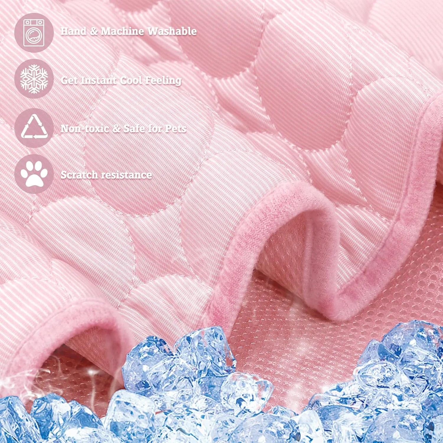Washable Dog Cooling Mat Ice Silk Pet Self Cooling Pad Blanket for Indoor & Outdoor Car Seats